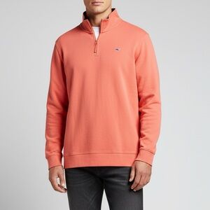Vineyard Vines Coral Quarter-Zip Sweater